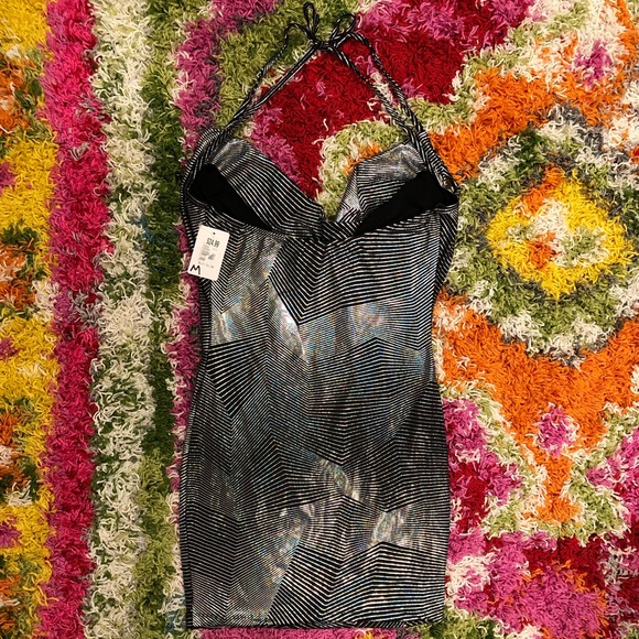 Black and silver geometric club dress, M - Picture 4 of 6